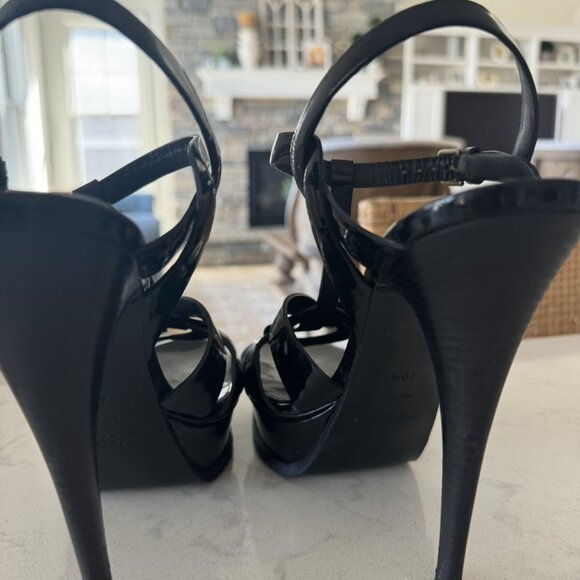 Yves Saint Laurent YSL Tribute Platform Sandals 40.5 Black Patent - Picture 9 of 10